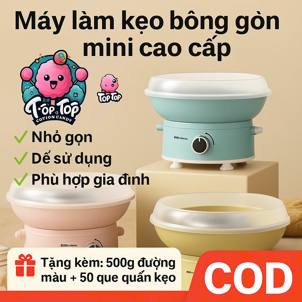 Máy Làm Kẹo Bông Gòn Cho Bé – Thiết Kế Mới Nhất, Nhỏ Gọn, An Toàn